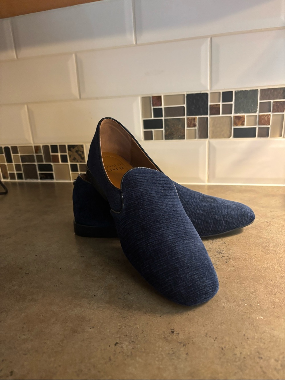 Donald J. Pliner Women's Navy Velvet Slip-On Loafers